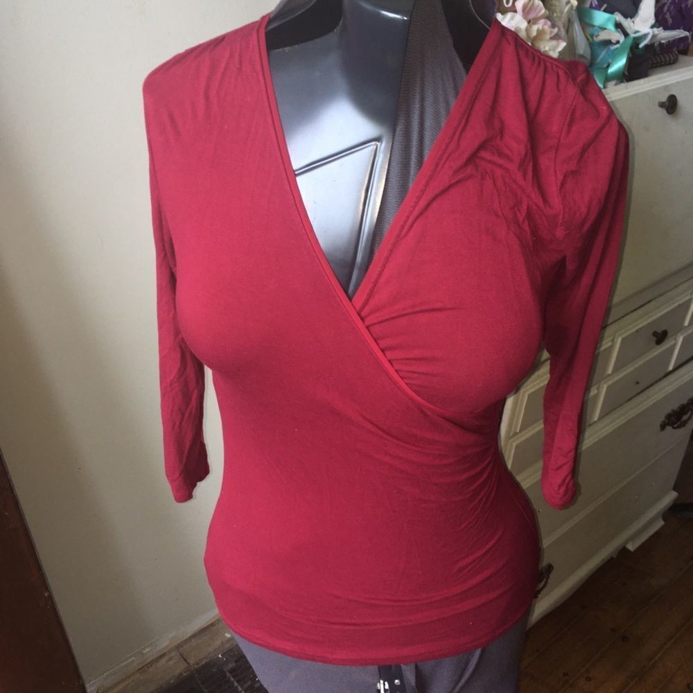 WHBM crossover long sleeve knit shirt